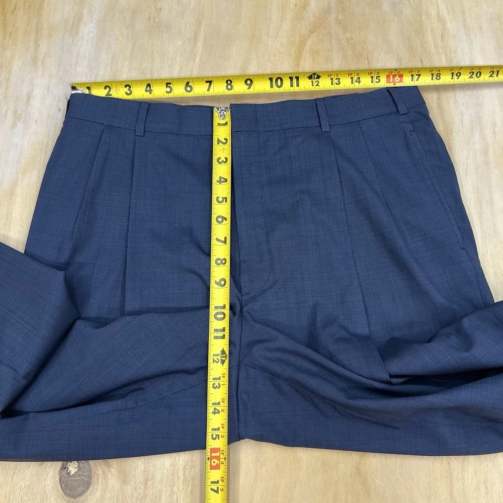 Vintage Brooks Brothers Suit‎ Mens 43R Wool Cuffed Pleated Pants 34x29 Navy